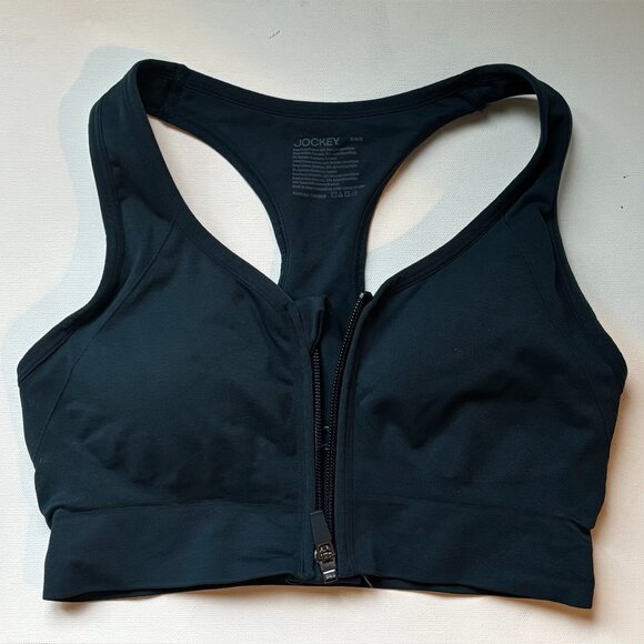 Seamfree® Jockey Mid Impact Zip Front Sports Bra, Ocean Sky - Picture 1 of 2